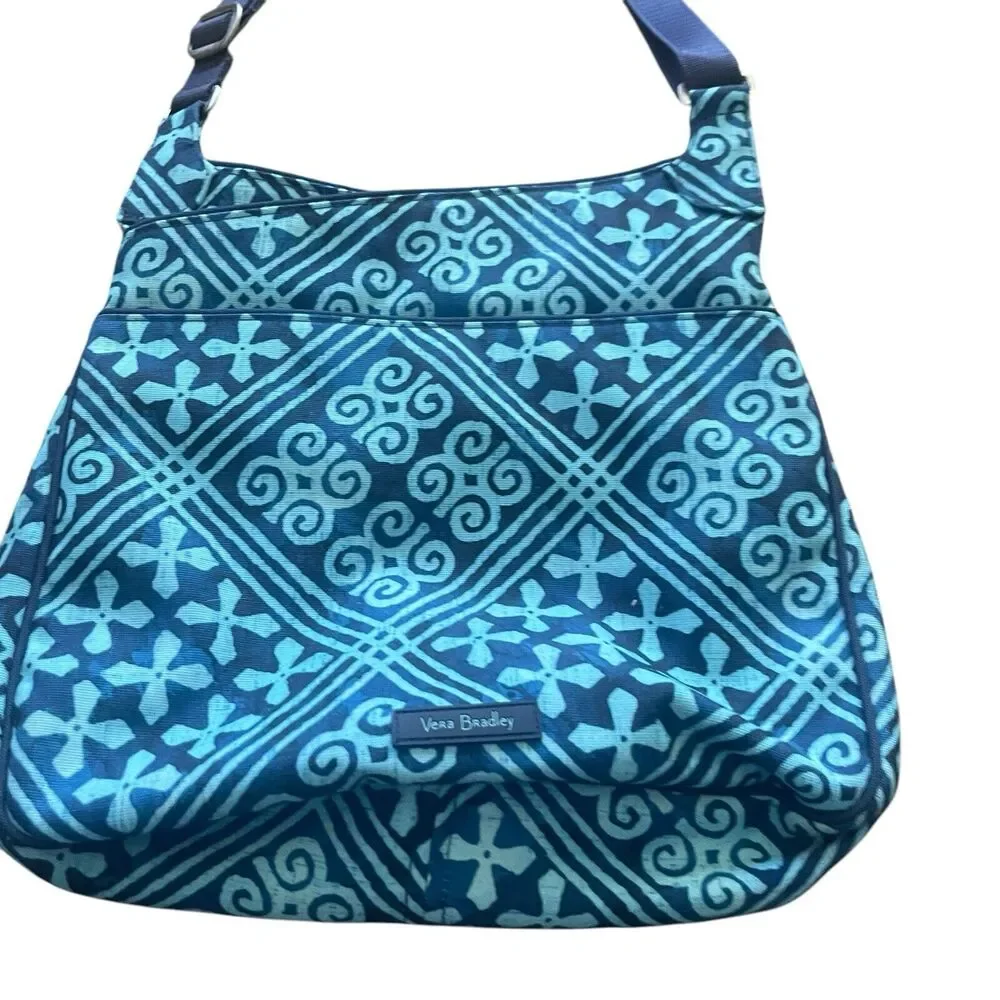 Vera Bradley Y2k Blue Geometric Seatbelt Shoulder Travel Bag Purse‎